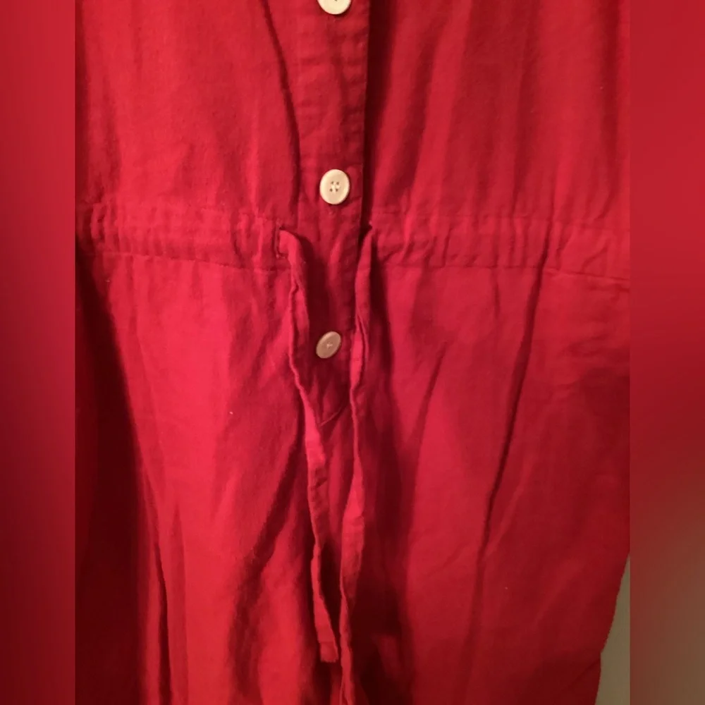J. CREW MEDIUM RED COTTON FLANNEL UNION SUIT ONE PIECE LOUNGE PAJAMA